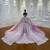 Princess Pink Tulle Sequins Appliques Beading Wedding Dress