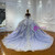 Purple Tulle Lace Beading Wedding Dress