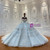 Blue Tulle Sequins Beading Wedding Dress
