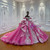 Fuchsia Tulle Appliques Off the Shoulder Beading Wedding Dress