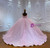 Pink Tulle Appliques Pleats Wedding Dress