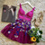 V Neck Floral Homecoming Dresses Ball Gown Fuchsia