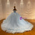 Blue Tulle Sequins Ball Gown Wedding Dress