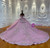 Super Luxury Pink Tulle Sequins Appliques Bow Wedding Dress