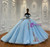 Blue Tulle Off the Shoulder Appliques Wedding Dress