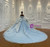Blue Tulle Off the Shoulder Bow Crystal Wedding Dress