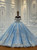 Blue Tulle Appliques Wedding Dress