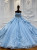 Light Blue Tule 3D Appliques Wedding Dress