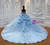 Light Blue Tule 3D Appliques Wedding Dress