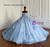 Light Blue Tule 3D Appliques Wedding Dress