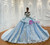 Blue Tulle Sequins Beading Off the Shoulder Princess Dress