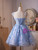 Blue Lace Sequins Butterfly Homecoming Dress