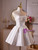 White Satin Strapless Appliques Homecoming Dress