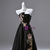 Black Strapless Appliques Beading Prom Dress