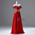 Red Off the Shoulder Appliques Prom Dress
