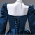 Blue Satin Long Sleeve Quinceanera Dress
