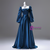 Blue Satin Long Sleeve Quinceanera Dress