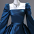 Blue Satin Long Sleeve Quinceanera Dress