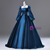 Blue Satin Long Sleeve Quinceanera Dress