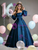 Blue Satin Long Sleeve Quinceanera Dress