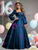 Blue Satin Long Sleeve Quinceanera Dress