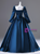 Blue Satin Long Sleeve Quinceanera Dress
