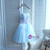 Blue Tulle Straps Flower Juniors Homecoming Dresses