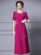 Fuchsia Short Sleeve Crystal Mother Of The Bride Dress