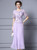 Purple Chiffon Short Sleeve 3D Flower Mother Of The Bride Dress