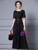 Black Short Sleeve 3D Flower Mother Of The Bride Dress