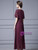 Burgundy Chiffon Beading Mother Of The Bride Dress