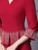 Red V-neck Short Sleeve Mother Of The Bride Dress
