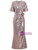 Champagne V-neck Sequins Short Sleeve Mother Of The Bride Dress
