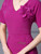 Fuchsia Short Sleeve V-neck Beading Mother Of The Bride Dress