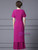 Fuchsia Short Sleeve V-neck Beading Mother Of The Bride Dress