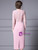 Pink V-neck Lace Long Sleeve Prom Dress