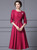 Red Satin Short Sleeve Mother Of The Bride Dress With Belt
