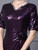 Purple Sequins Scoop Neck Beading Mother Of The Bride Dress