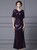 Purple Sequins Scoop Neck Beading Mother Of The Bride Dress