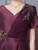 Burgundy Satin Pleats Beading Mother Of The Bride Dress