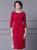 Simple Red 3/4 Sleeve Beading Mother Of The Bride Dress