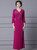 Fuchsia V-neck 3/4 Sleeve Beading Mother Of The Bride Dress