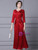 Red Short Sleeve Flower Mother Of The Bride Dress