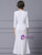 White Scoop Neck Long Sleeve Beading Mother Of The Bride Dress