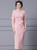 Pink V-neck Long Sleeve Pleats Mother Of The Bride Dress