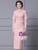 Pink V-neck Long Sleeve Pleats Mother Of The Bride Dress