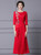 Red Scoop Neck Long Sleeve Beading Mother Of The Bride Dress