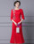 Red Scoop Neck Long Sleeve Beading Mother Of The Bride Dress