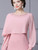 Pink Long Sleeve Beading Scoop Neck Mother Of The Bride Dress