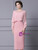 Pink Long Sleeve Beading Scoop Neck Mother Of The Bride Dress
